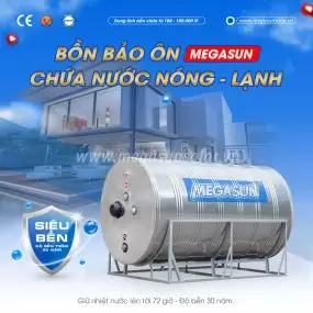 Bình bảo ôn 2000l Megasun MGS-2000-CHWT-V đạt tiêu chuẩn chất lượng Châu Âu CE Mark