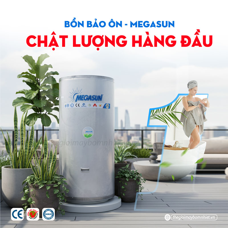 Bồn bảo ôn 200L chứa nước nóng/ lạnh Megasun BBO-200-CA – Chịu áp