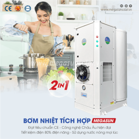 Máy nước nóng bơm nhiệt heat pump bình tích hợp Megasun MGS-2.5-300