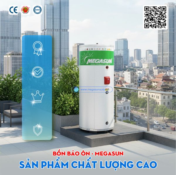 Bồn bảo ôn không chịu áp 400L Megasun BBO–400-KCA chuẩn chất lượng Châu Âu