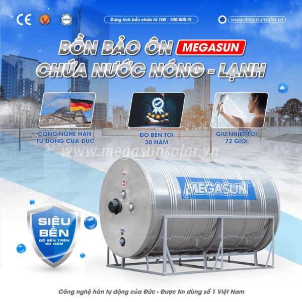 bon-chua-nuoc-nong-1500L-Megasun-BBO-1500-KCA Bồn chứa nước nóng 1500 Lít (1.5m3) Megasun BBO-1500-KCA - Không chịu áp