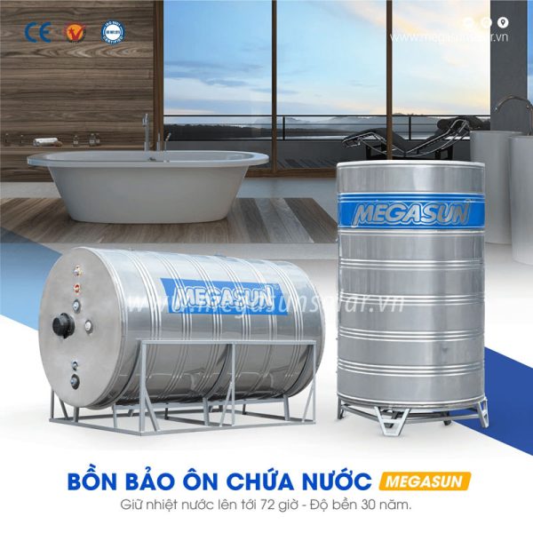 Bồn chứa nước nóng 1500 Lít (1.5m3) Megasun BBO-1500-KCA - Không chịu áp