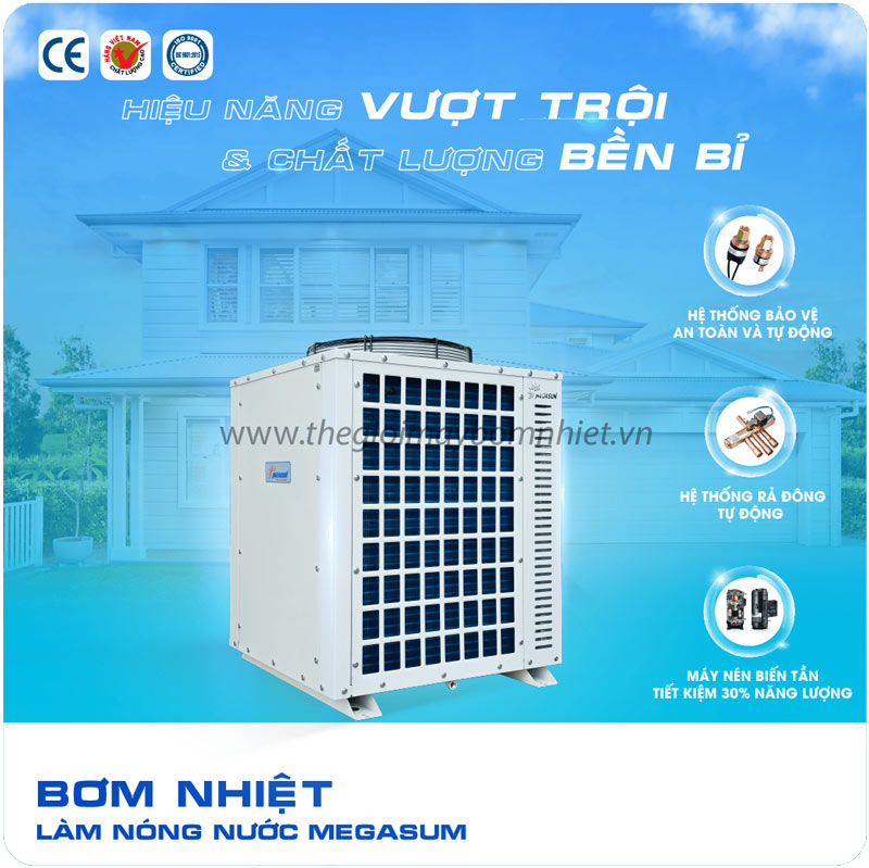 Bơm nhiệt cho gia đình Megasun MGS-2HP-400L - Tiết kiệm, an toàn, bảo vệ môi trường