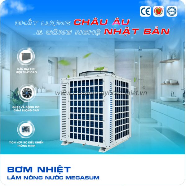 Bơm nhiệt nước nóng Megasun MGS-2HP-500L trang bị linh kiện hiệu suất cao, chất lượng bền bỉ