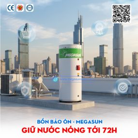 Bồn inox bảo ôn 150 Lít Megasun BBO-150-KCA giữ nước nóng lên tới 72h mang lại sự tiện ích cho người sử dụng