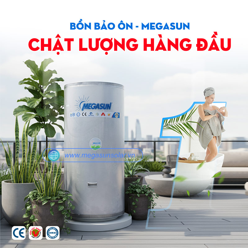 Bồn nước nóng bảo ôn 200L Megasun BBO-200-CA - Chịu Áp