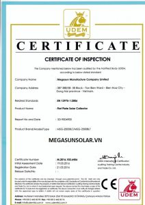 Chứng nhận tấm phẳng năng lượng mặt trời MEGASUN