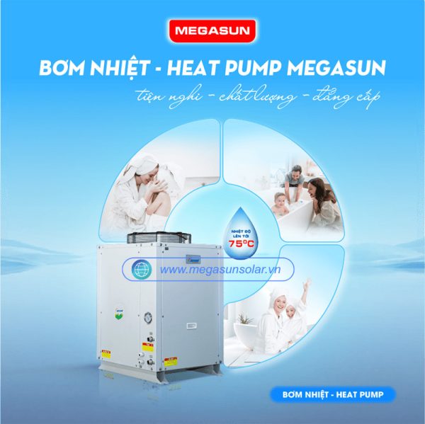 Heat pump hot water system Megasun MGS-5HP- 2500L sản xuất theo tiêu chuẩn Công Nghệ Mỹ hiện đại