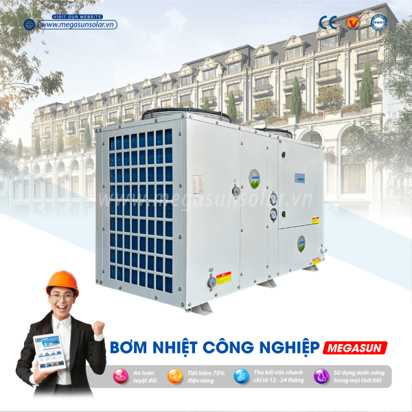Máy nước nóng trung tâm bơm nhiệt công nghiệp Megasun MGS-15HP-5000L