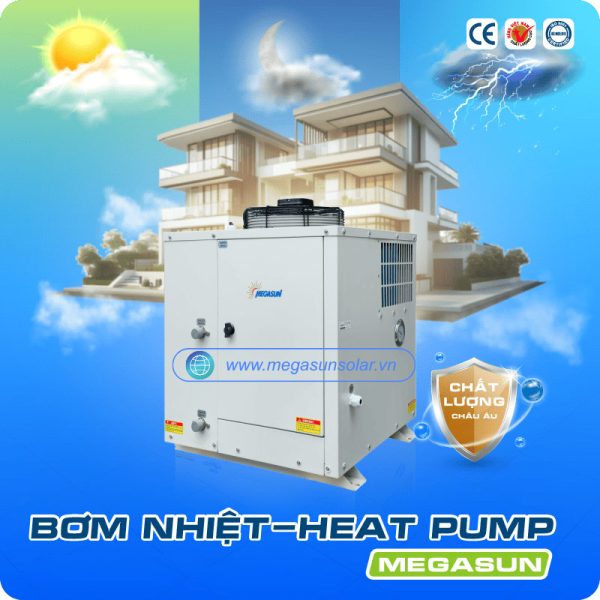 Bơm nhiệt gia đình Megasun MGS-1HP-100L tiết kiệm 70 - 80% điện năng, đem lại hiệu quả kinh tế cao