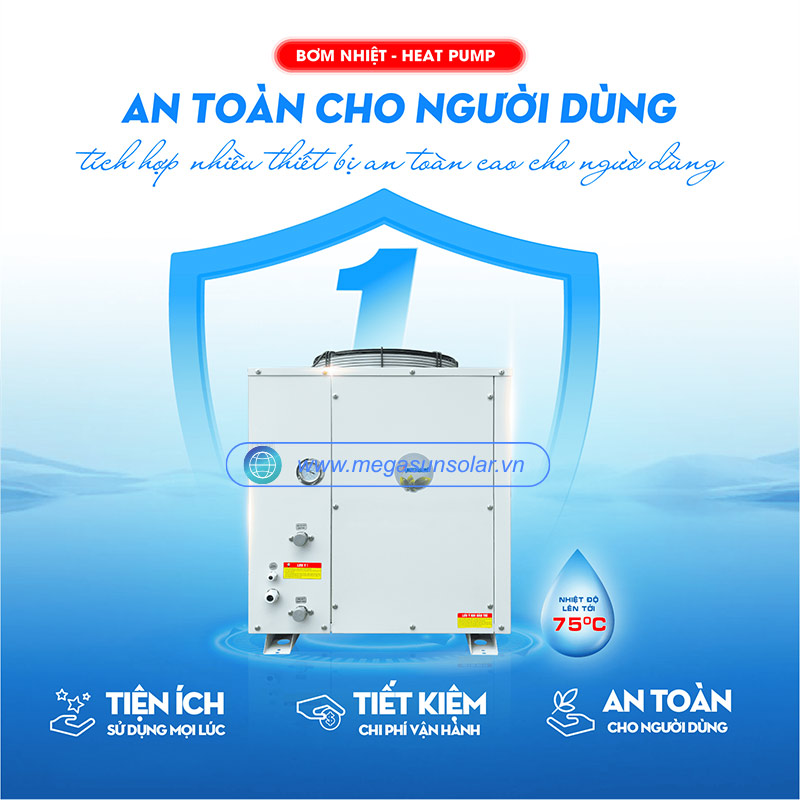 Bơm nhiệt nước nóng Megasun MGS-3HP-1500L đạt tiêu chuẩn xuất khẩu vào thị trường Châu Âu CE
