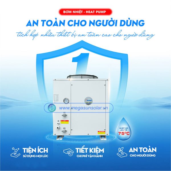Máy bơm nhiệt heat pump megasun MGS-5HP-1000L sản xuất theo tiêu chuẩn Công nghệ Mỹ
