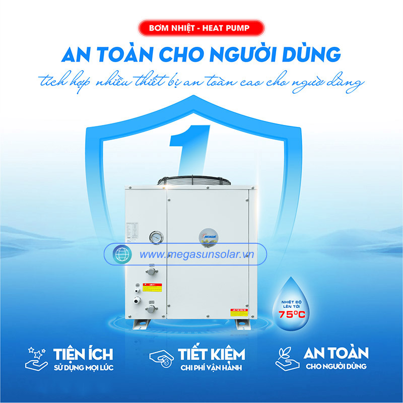 Máy bơm nhiệt heat pump megasun MGS-5HP-1000L sản xuất theo tiêu chuẩn Công nghệ Mỹ