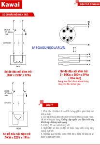 Sơ đồ đấu nối điện trở đốt nóng TITANIUM KAWAI 15KW-380V