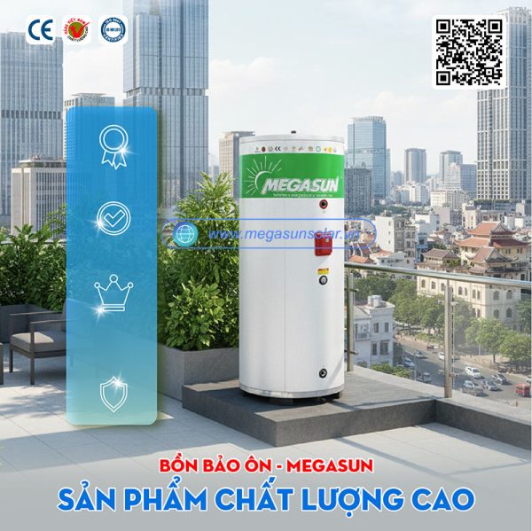 Bồn bảo ôn 300L Megasun MGS-300-OCHWT-V-G tiện lợi cung cấp nước nóng 24/24
