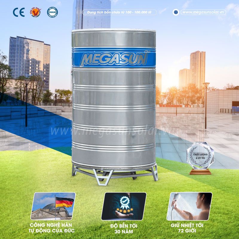 Bình bảo ôn 1000l Megasun MGS-1000-CHWT-V mang đến cuộc sống tiện nghi