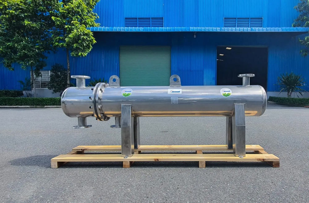 Bộ trao đổi nhiệt chiller inox 304 Megasun-HEX-100-U-PN10-304-304-PU-304