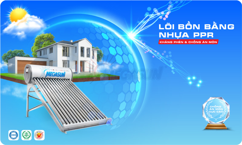 Máy nước nóng năng lượng mặt trời lõi PPR- Chịu được nước phèn
