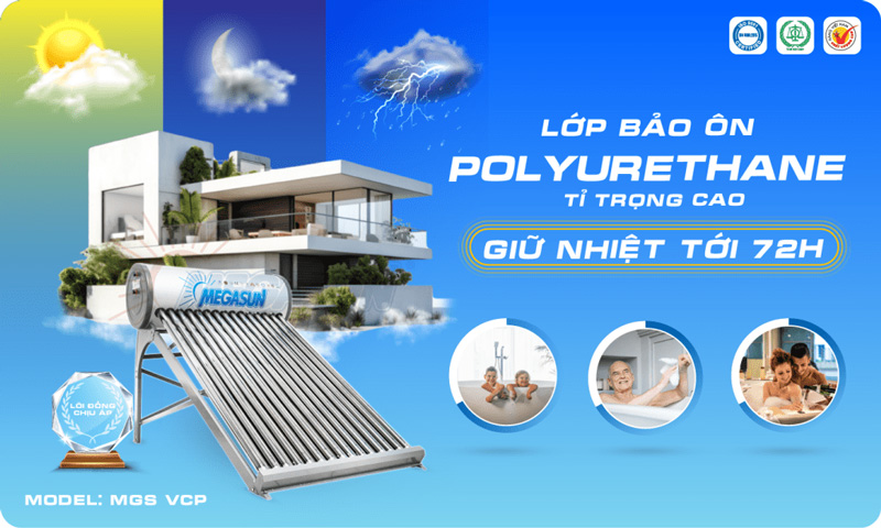 Ưu điểm nổi bật & lợi ích thực tế khi sử dụng máy nước nóng NLMT Megasun VCP lõi đồng