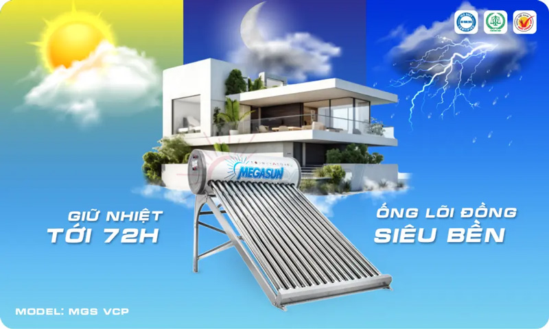 Ưu điểm nổi bật & lợi ích thực tế khi sử dụng máy nước nóng NLMT Megasun VCP lõi đồng
