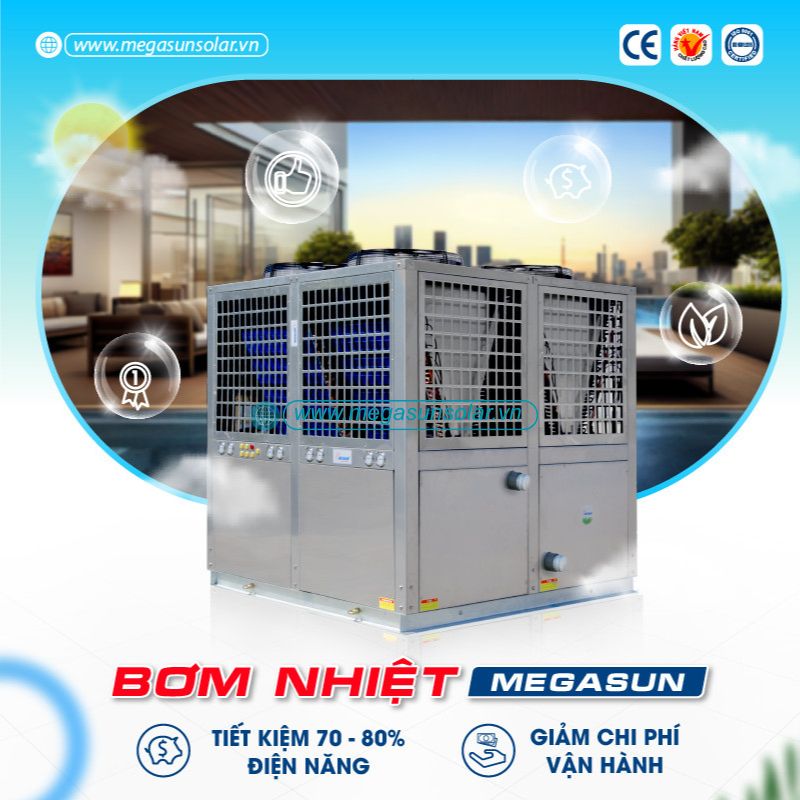 Ứng dụng bơm nhiệt nước nóng giúp người dụng tiết kiện điện năng lên đến 80%