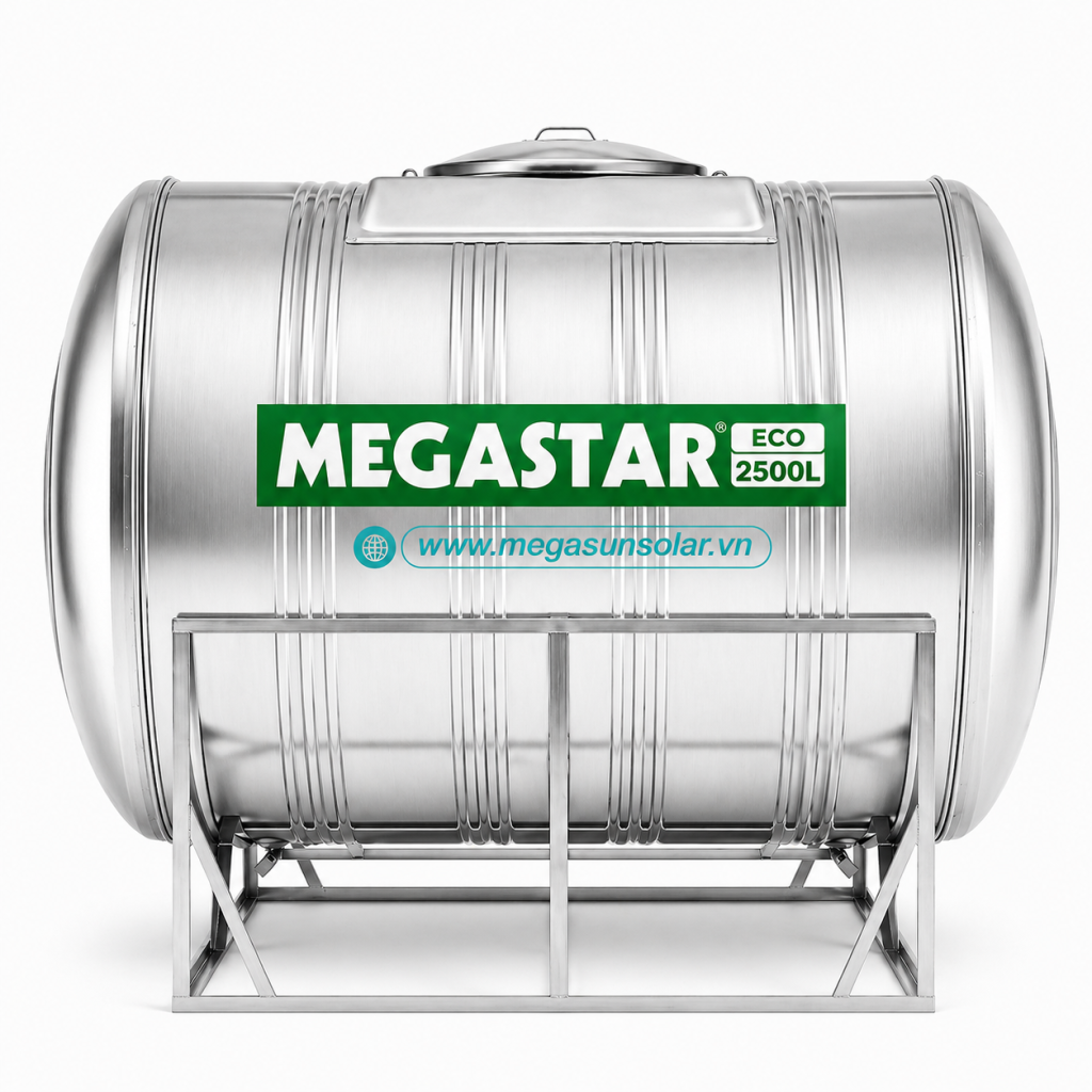 Bồn nước Inox 2500L ngang Megasun