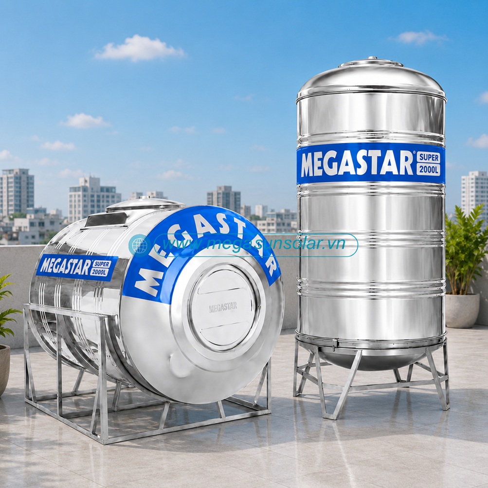 Bồn inox Megastar Super 2000L Megasun BLM-2000SD/N