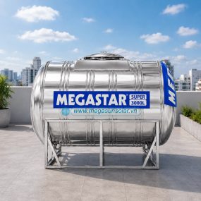 Bồn tròn inox Megastar Super 3000L bồn ngang