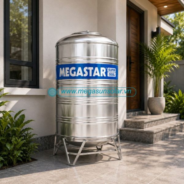 Bồn nước inox Megastar Super dung tích 500L bồn đứng
