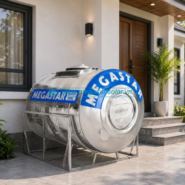 Bồn tròn inox Megastar Super 500L Megasun bồn ngang