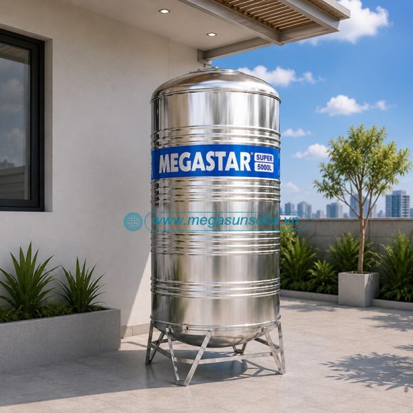Bồn đứng inox chứa nước sinh hoạt Megastar Super dung tích 5000L