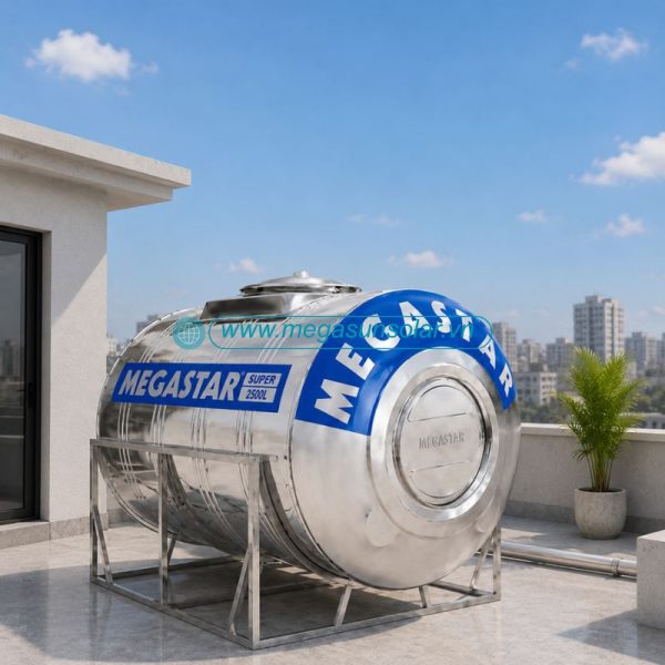 Bồn tròn inox Megastar Super 2500l bồn ngang