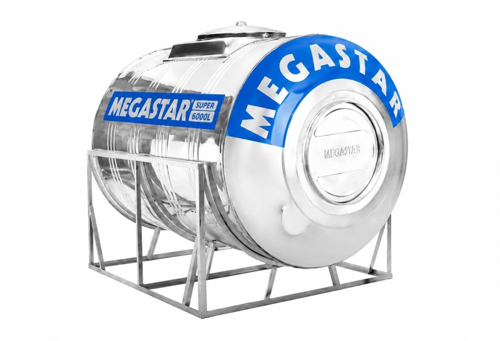 Bồn tròn inox chứa nước sinh hoạt Megastar Super 6000L bồn ngang