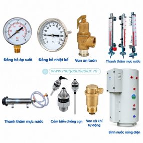 Các phụ kiện kèm theo của bình nước nóng công nghiệp Megasun 100L