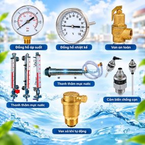 Những phụ kiện của bình nước nóng HWT-250 Megasun dung tích 250l